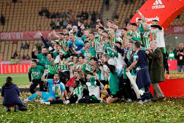 Real Betis celebrating their Copa del Rey victory against Valencia (Photo by David S. Bustamante/Soccrates/Getty Images)