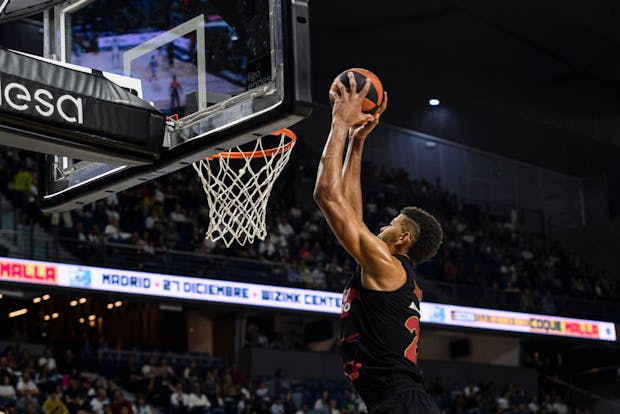 Edy Tavares of Real Madrid dunks two points (Photo by Alvaro Medranda/Eurasia Sport Images/Getty Images)
