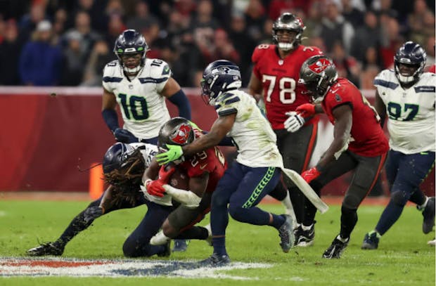 Action from the November 13 National Football League game in Munich, Germany between the Seattle Seahawks and Tampa Bay Buccaneers. (Getty Images)