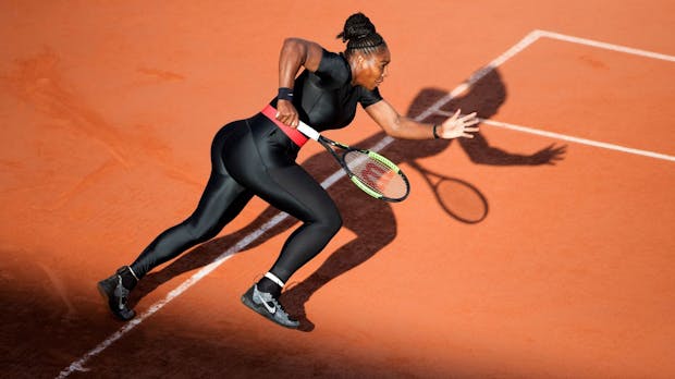 Serena Williams playing at Roland Garros in 2018. (Photo by Tim Clayton - Corbis via Getty Images.)