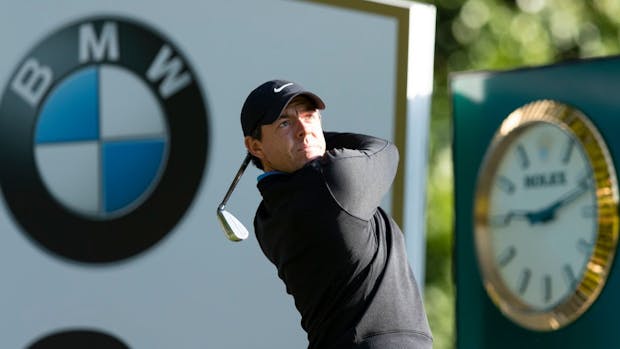 Rory McIlroy tees off during the 2019 BMW PGA Championship at Wentworth Golf Club. (Photo by James Wilson/MB Media/Getty Images)