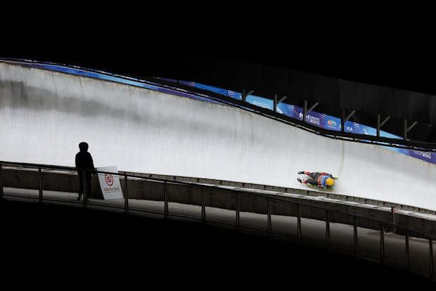 Julia Taubitz of Germany competes in the women's singles during a Luge World Cup event in Beijing on November 21, 2021 (by Lintao Zhang/Getty Images)