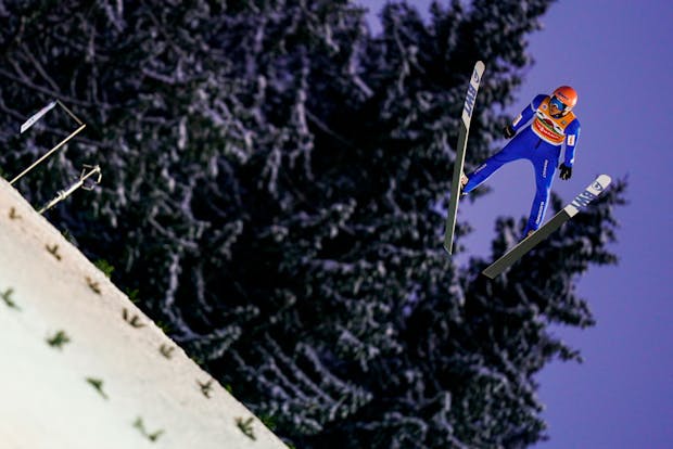 Dawid Kubacki of Poland during Individual HS142 at FIS World Cup Ski Jumping Men Titisee-Neustadt on December 11, 2022 (by Vianney Thibaut/NordicFocus/Getty)