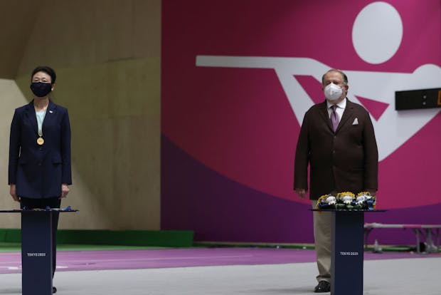 ISSF president Vladimir Lisin (R) at the Tokyo 2020 Olympic Games (by Kevin C. Cox/Getty Images)