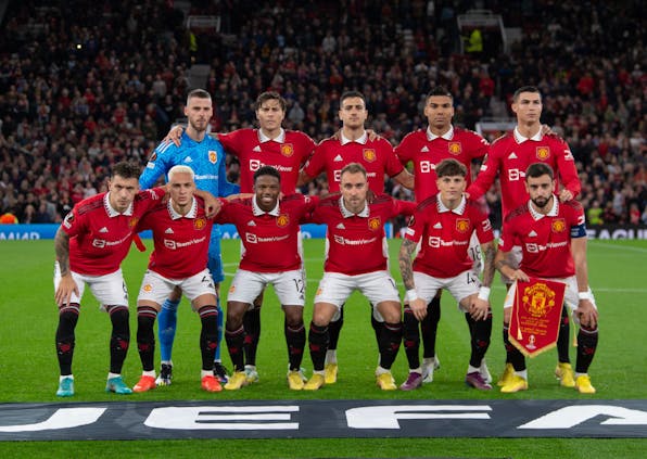 The Manchester United team at Old Trafford on October 27, 2022 (Photo by Visionhaus/Getty Images)