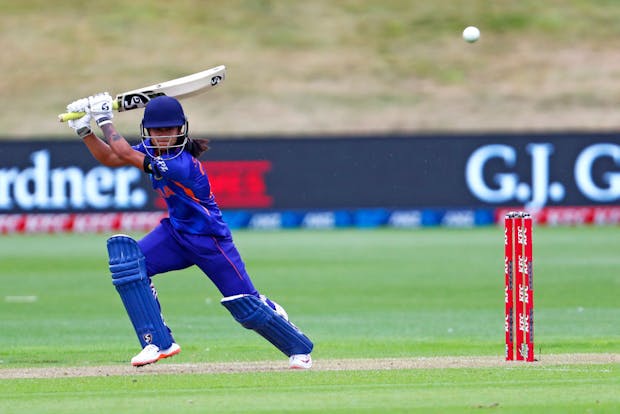 Indian player Sabbhineni Meghana bats during game one of the T20 International Series against New Zealand (Photo by James Allan/Getty Images)
