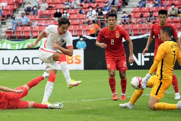 Matthew Elliot Wing Kai Orr of Hong Kong in action during the EAFF E-1 Football Championship match against China (Photo by Koji Watanabe/Getty Images)
