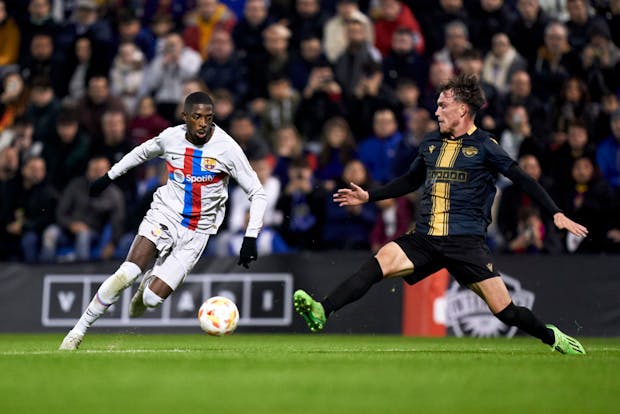 Ousmane Dembele of FC Barcelona in action during the Copa del Rey Round of 32 match against Intercity on January 4, 2023 (by Mateo Villalba/Quality Sport Images/Getty Images)