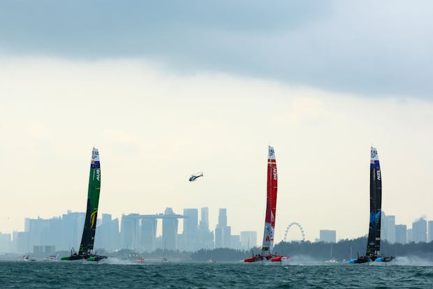 SailGP at East Coast Park, Singapore, in January 2023. (Photo by Yong Teck Lim/Getty Images)