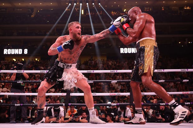 Jake Paul (left) in a boxing match with Anderson Silva in 2022 (Getty Images)