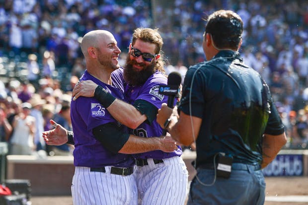 An AT&T SportsNet interview after a Colorado Rockies game in 2018 (Getty Images)