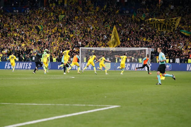 FC Nantes celebrate winning the 2021-22 Coupe de France. (Photo by Catherine Steenkeste/Getty Images)