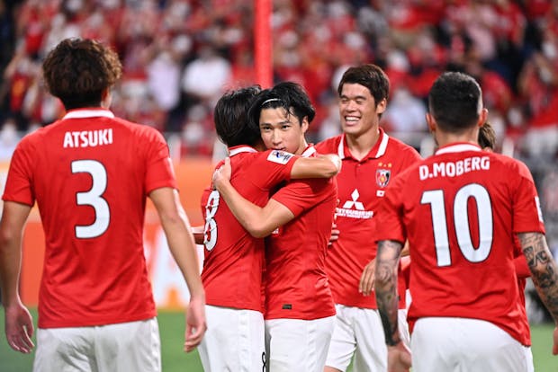 Urawa Red Diamonds during the AFC Champions League semi final against Jeonbuk Hyundai Motors on August 25, 2022 (by Kenta Harada/Getty Images)