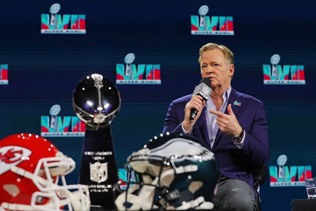 NFL commissioner Roger Goodell speaks ahead of the 2023 Super Bowl (Getty Images)