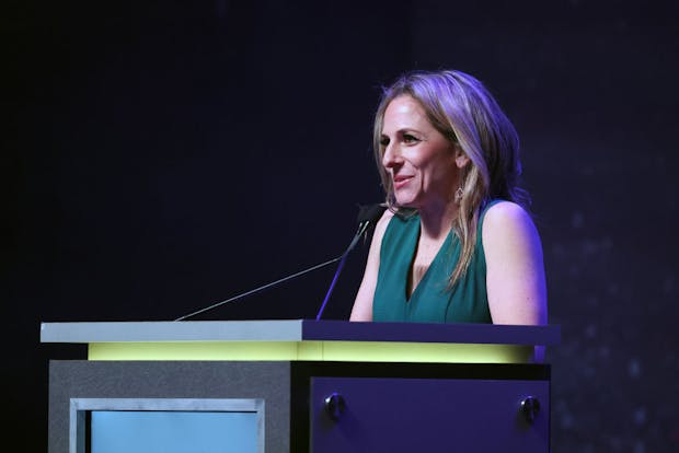 NWSL commissioner Jessica Berman speaking during the 2023 NWSL Draft (Getty Images)
