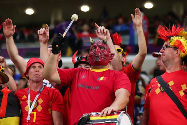 Belgium fans during the 2022 Fifa World Cup Group F match against Croatia (by Marc Atkins/Getty Images)