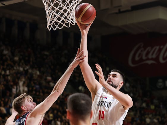 BELGRADE, SERBIA - FEBRUARY 27: 2023 FIBA Basketball World Cup Qualification match between Serbia and Great Britain on February 27, 2023 in Belgrade, Serbia. (Photo by Srdjan Stevanovic/Getty Images)