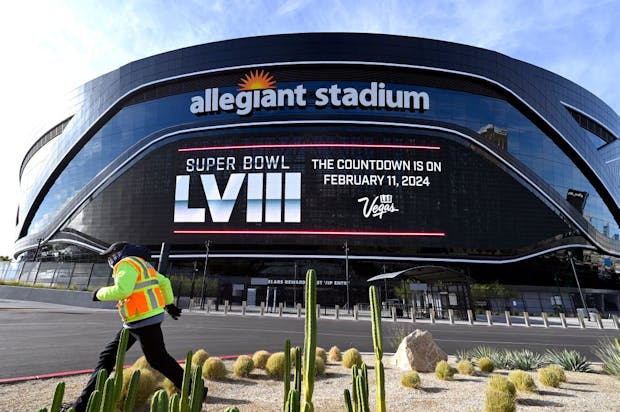 LAS VEGAS, NEVADA - DECEMBER 15: Allegiant Stadium ahead of the 2024 Super Bowl on December 15, 2021 in Las Vegas, Nevada. (Photo by David Becker/Getty Images)