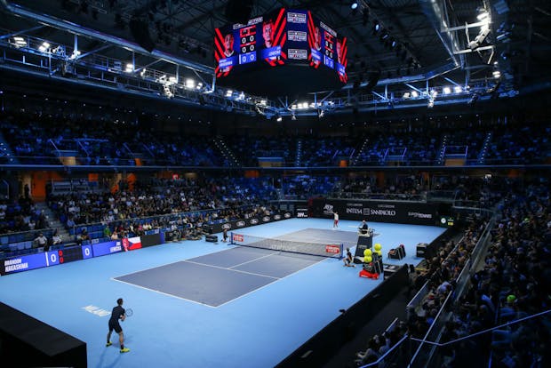 General view inside the Allianz Cloud during the final match between Jiri Lehecka and Brandon Nakashima on day five of the Next Gen ATP Finals (Photo by Giampiero Sposito/Getty Images)