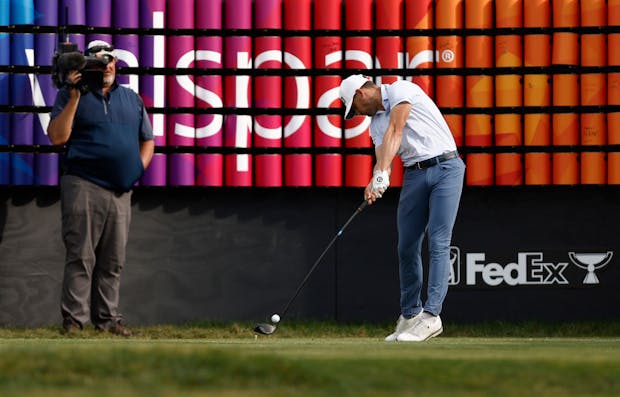 Taylor Moore on his way to victory during the final round of the Valspar Championship on March 19, 2023 (by Douglas P. DeFelice/Getty Images)