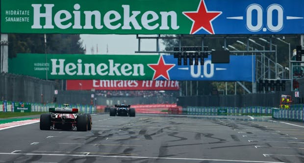 Heineken had prominent branding at last year's Mexican Grand Prix as the title sponsor of the race. (Photo by Manuel Velasquez/Getty Images for Heineken).