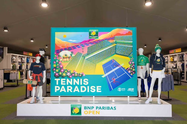 The Legends-operated retail store at the 2023 BNP Paribas Open (Credit: Legends)