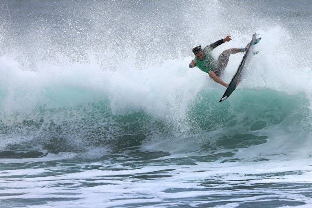 Italo Ferreira of 
Brazil competes in the WSL Finals (Photo by Sean M. Haffey/Getty Images)