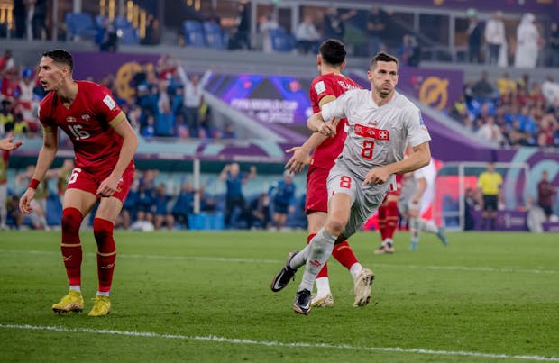 Switzerland and Nottingham Forest midfielder Remo Freuler in action at the 2022 Fifa World Cup. (Marvin Ibo Guengoer - GES Sportfoto/Getty Images)