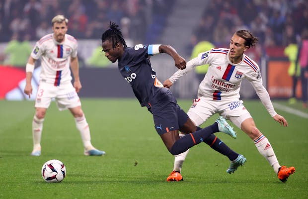 The Ligue 1 match between Olympique Lyonnais (OL) and Olympique de Marseille (OM) in April 2023. (Jean Catuffe/Getty Images)