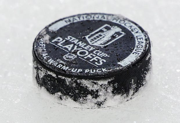 A Stanley Cup Playoffs-branded puck (Getty Images)