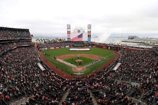 Oracle Park before the San Francisco Giants opening game of the 2023 season (Photo by Ezra Shaw/Getty Images)