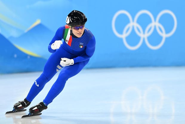 Arianna Fontana of Italy skating during the Women's 1500m Semifinals on day 12 of the Beijing 2022 Winter Olympic Games (Photo by David Ramos/Getty Images)
