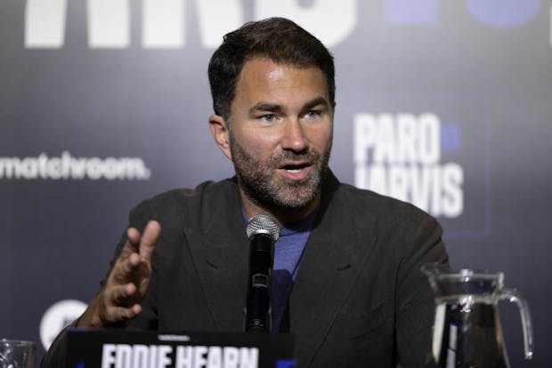 Eddie Hearn speaks to the media during a Matchroom Boxing press conference (Photo by Glenn Hunt/Getty Images)