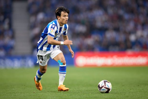Real's Sociedad's Take Kubo in the LaLiga Santander match v UD Almeria at Reale Arena on May 23, 2023. (Photo by Ion Alcoba/Quality Sport Images/Getty Images)