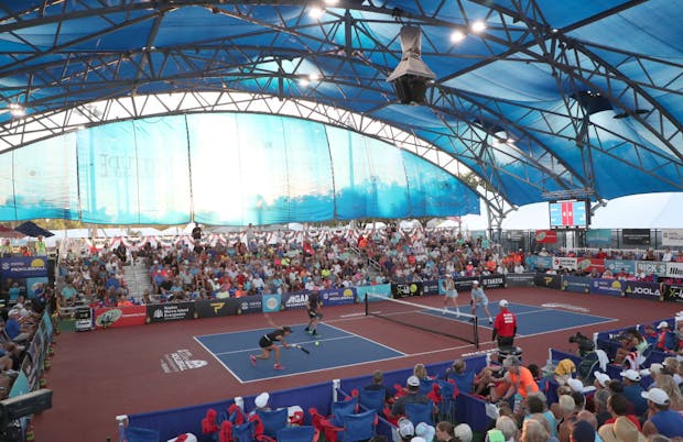The 2023 Minto US Open Pickleball Championships Pro Mixed Doubles Division at East Naples Community Park on April 22, 2023 in Naples, Florida. (Photo by Bruce Yeung/Getty Images)