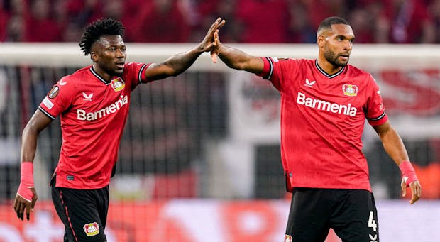 Edmond Tapsoba and Jonathan Tah of Bayer 04 Leverkusen (Photo by Joris Verwijst/BSR Agency/Getty Images)