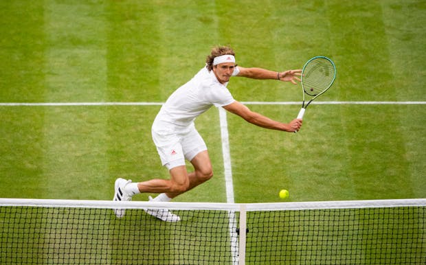 Germany's Alexander Zverev in action at 2021 Wimbledon Championships (Photo by TPN/Getty Images)