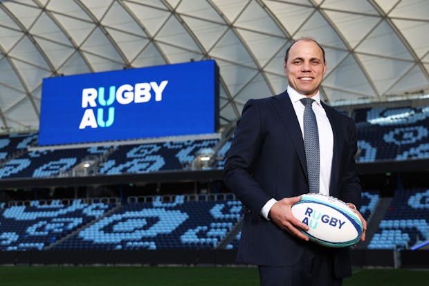 Newly appointed Rugby Australia CEO Phil Waugh (by Matt King/Getty Images for Rugby Australia)
