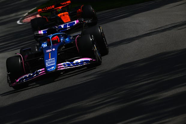 Esteban Ocon driving for Alpine Racing during the Canadian Grand Prix on June 18, 2023 (by Clive Mason/Getty Images)