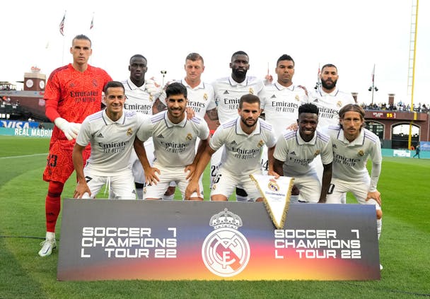 Real Madrid line up before the game against Club America in the Soccer Champions Tour 22. (Thearon W. Henderson/Getty Images)