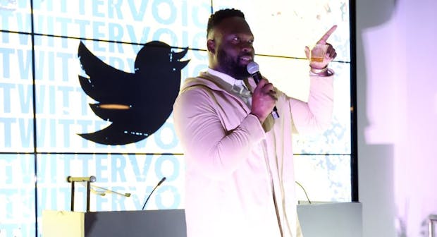 TJ Adeshola speaks at #TwitterVoices Dinner: #AfricaToTheWorld at Twitter NYC on April 27, 2022 in New York City. (Photo by Monica Schipper/Getty Images for Twitter)