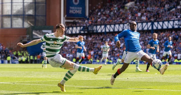 David Turnbull of Celtic (L) and Glen Kamara of Rangers (R) (Photo by Richard Callis /Eurasia Sport Images/Getty Images)