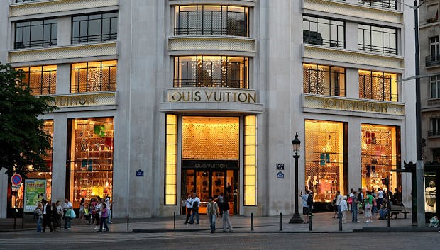 The Louis Vuitton department store on the Champs-Elysees in Paris.  (Photo by Mike Hewitt/Getty Images)