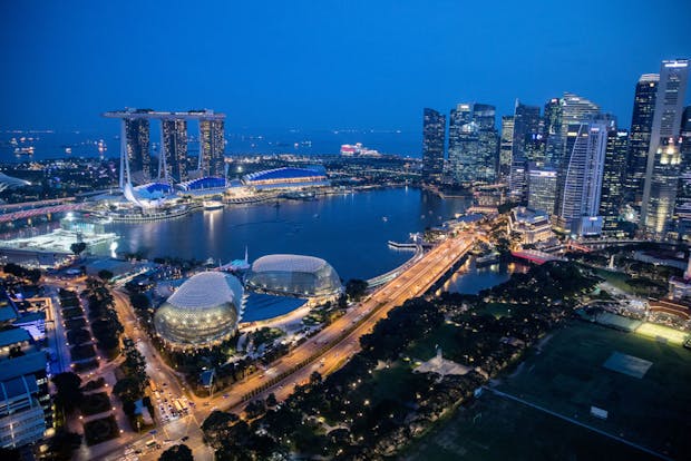 The Singapore skyline at sunset. (Photo by Chris McGrath/Getty Images)