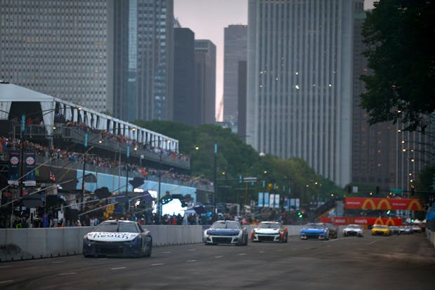 Shane Van Gisbergen leads the field during the NASCAR Cup Series Grant Park 220 at the Chicago Street Course on July 2. (Jared C. Tilton/Getty Images)