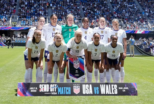 USA Women's National Team's prior to playing the Wales National Team in the Send Off Match on July 9 in San Jose, California. (Thearon W. Henderson/Getty Images)