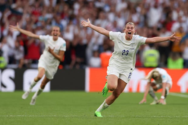 Alessia Russo of England celebrates at the final whistle of the Uefa Women's Euro 2022 final. (Jonathan Moscrop/Getty Images,)