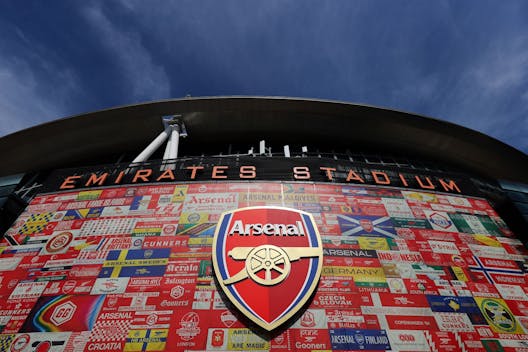 LONDON, ENGLAND - SEPTEMBER 03: A general view is seen outside the stadium ahead of the Premier League match between Arsenal FC and Manchester United at Emirates Stadium on September 03, 2023 in London, England. (Photo by James Gill - Danehouse/Getty Images)