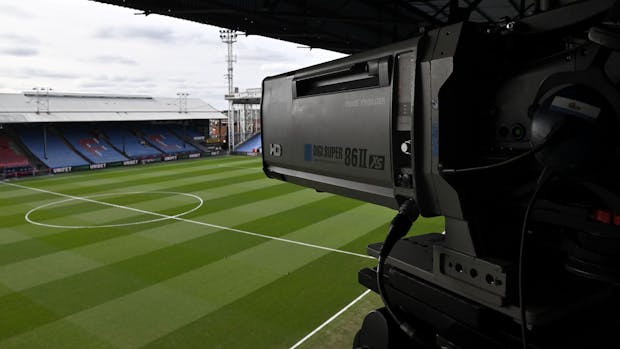 LONDON, ENGLAND - MARCH 11: A general view of the stadium and TV camera before the Premier League match between Crystal Palace and Manchester City at Selhurst Park on March 11, 2023 in London, United Kingdom. (Photo by