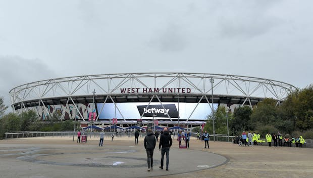 LONDON, ENGLAND - OCTOBER 29: A general view outside the London Stadium during the Premier League match between West Ham United and Everton FC at London Stadium on October 29, 2023 in London, England. (Photo by